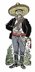 Ritratto di Amador Salazar durante la rivoluzione messicana del 1910. Xilografia di Jose Guadalupe Posada (1852-1913)