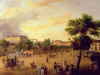 Veduta della Fontana di Cibele e del Palazzo di Buenavista a Madrid