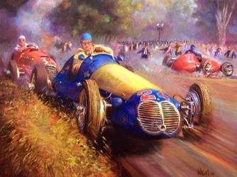 Juan Manuel Fangio alla guida della Maserati 4Cl La foresta di Palermo Buenos Aires