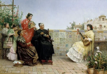 Visita del sacerdote, XIX secolo (pittura a olio)