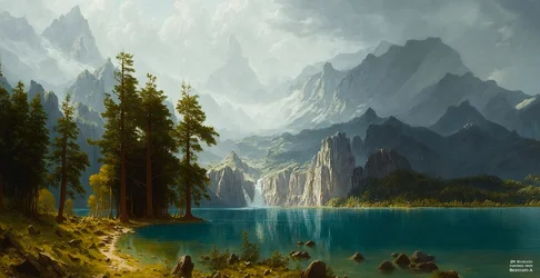 JJM ricrea Bierstadt-A: Sierra Nevada (Panorama)