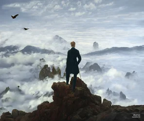 JJM ricrea Friedrich-C-D: Il viandante sul mare di nebbia (Panorama)