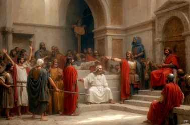 Gesù accusato e condannato da Pilato (01)