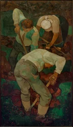 Braccianti agricoli che scavano