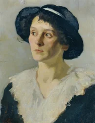 Signora con cappello nero