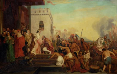 Cristoforo Colombo ricevuto da Ferdinando II e Isabella la Cattolica al suo ritorno dalle Indie ...