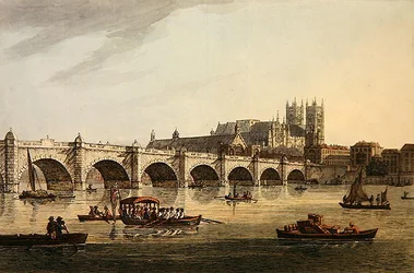 Veduta del Ponte di Westminster, Abbazia e Sala, inciso da J.C. Stadler