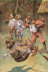 Robinson Crusoe: Lo spagnolo, con un colpo di pugno, lo buttò giù