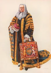 Il Lord Cancelliere nei suoi abiti di incoronazione