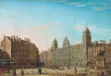 Una veduta di Northumberland House (olio su base stampata)