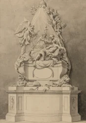 Monumento del Maggiore Generale Wolfe, area nord, Abbazia di Westminster (inchiostro e lavaggio su carta)