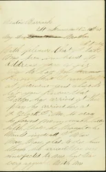 Lettera firmata Joseph A. Fardell, Benton Barracks, St. Louis, Mo., alla Madre, 12 novembre 1863
