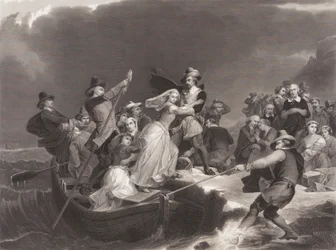 Lo sbarco dei pellegrini a Plymouth Rock nel 1620