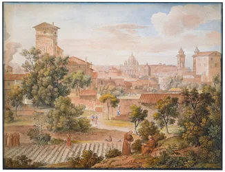 Veduta dal monastero di S. Isidoro verso San Pietro a Roma