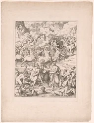 Dante attraversa il fiume di sangue dei tiranni e degli assassini sul dorso del centauro Nesso
