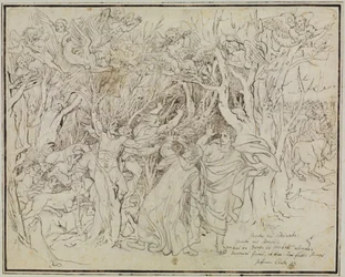 Dante e Virgilio nella selva dei suicidi (Inferno di Dante, Canto 13)