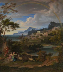 Paesaggio eroico con arcobaleno
