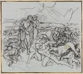Virgilio placa Cerbero (Inferno di Dante, canto 6, verso 13)