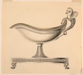 Disegno, prospetto di una barca per salse, 1790-1825