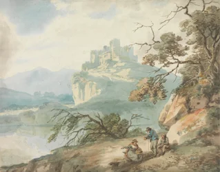 Castello e figure in un paesaggio