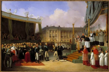 Carlo X posa e benedice la prima pietra del monumento alla memoria di Luigi XVI il 3 maggio
