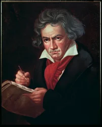 Ritratto di Ludwig van Beethoven (1770-1827), musicista tedesco, mentre compone la Missa solemnis