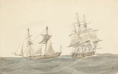Barquentine e fregata in mari agitati