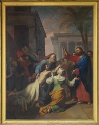 La resurrezione del figlio della vedova di Naim. Olio su tela di Jacques Chabord (1786-1848). Navata della Cattedrale di Sens