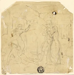 Scena drammatica con coppia, uomo anziano