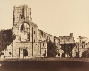 Abbazia di Fountains. Fronte occidentale generale, 1850s
