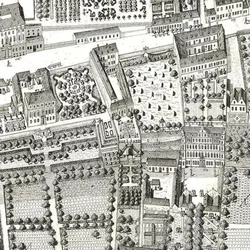 (dettaglio) di una mappa di Vienna che mostra 135 Alsergrund dove Mozart e la sua famiglia vivevano nel 1788