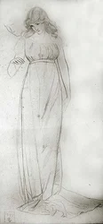 Studio di figura di una ragazza che guarda in basso