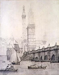 Vecchio ponte di Londra e il Monumento