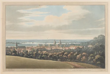 Veduta di Greenwich e lungo il fiume, 1795 (acquatinta)