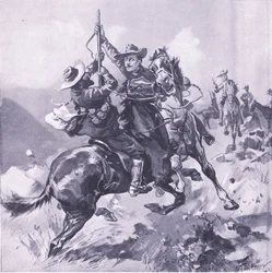 La cattura del Field-Cornet Swanepool, illustrazione da After Pretoria: The Guerilla War, 1902