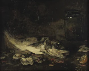 Natura morta con pesce e arance
