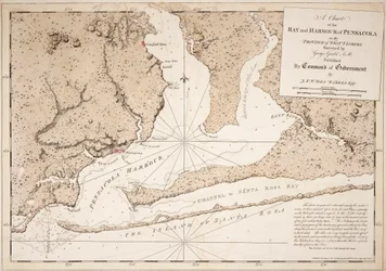 Carta della baia e del porto di Pensacola nella provincia della Florida occidentale
