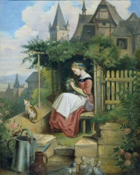 Ragazza nel giardino di casa