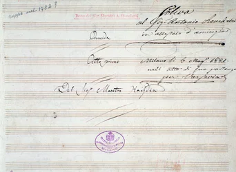 Prima pagina della partitura musicale del minuetto in Armida di J Haydn (1821)
