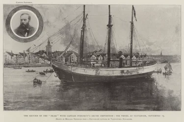 Il ritorno del Fram con la spedizione artica del capitano Sverdrup, la nave a Stavanger, 19 settembre
