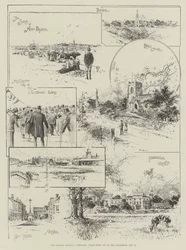 La ferrovia Wirral, Cheshire, primo taglio del tappeto erboso da parte di Mr Gladstone, 21 ottobre