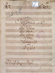 Prima pagina della partitura musicale della Sinfonia in Do di Pleyel