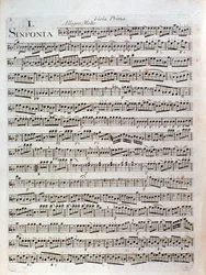 Pagina di spartito musicale della Sinfonia in do maggiore di Pleyel