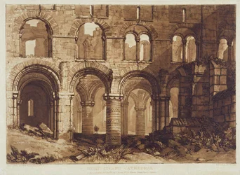 Cattedrale di Holy Island, incisa da Charles Turner (1773-1857) 1808