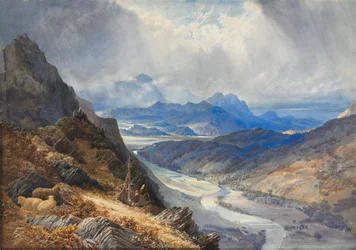 Una vista da Moel Cynwich: guardando oltre la Valle di Afon Mawddach e verso Cader Idris, c. 1850