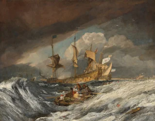 Barche che Portano Ancore alle Navi da Guerra Olandesi