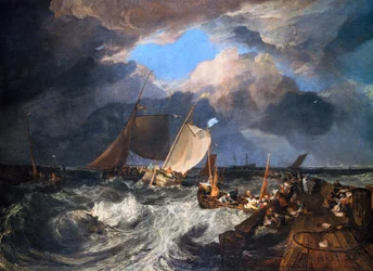 Molo di Calais con Poissards francesi che si preparano per il mare: un pacchetto inglese in arrivo, 1803