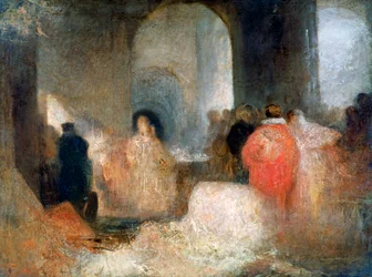 Cena in una grande sala con figure in costume, c1830-1835