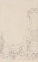 Portico sud e torre di una chiesa non identificata, c.1790-95