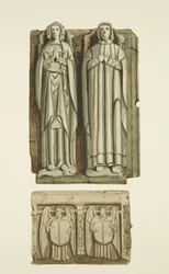 Effigi sulla tomba di Thomas Rowley e sua moglie nella cripta della Chiesa di San Giovanni